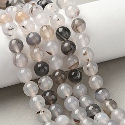 Дендритный Агат Нити из натурального дендритного агата, класса AB, круглые, 10 мм, отверстие : 1.2 мм, около 38 шт / нитка, 14.96'' (38 см)