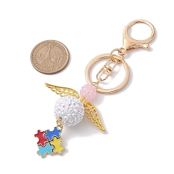 Mixed Color Resin & Alloy Enamel Pendant Keychain, Angel, Mixed Color, 129mm