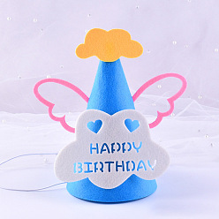 Dodger Blue Cloud & Wing Cloth Party Hats Cone, for Kids Birthday Party Decorations Supplies, Dodger Blue, 120x185mm