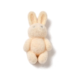 Папайя Оранжевый Мультяшные флокированные акриловые кабошоны, кролик, papayawhip, 26x13.5x9 мм