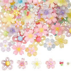 (52) Непрозрачная лаванда 200шт 6 стили кабошоны из прозрачной смолы, с покрытием AB цвета, цветок, разноцветные, 6x6x1.5 мм