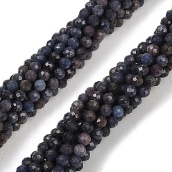 Сапфир Натуральные сапфировые бисерные пряди, граненые, круглые, 3.5 мм, отверстие : 0.6 мм, около 118 шт / нитка, 15.55'' (39.5 см)