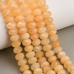 Blanc Navajo Rangs de perles de jade blanc naturel teintées et facettées, rondelle, navajo blanc, 9.5~10x7.5~8.5mm, Trou: 1mm, Environ 47~50 pcs/chapelet, 14.76~15.16'' (37.5~38.5 cm)