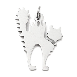 Нержавеющая Сталь Цвет Не тускнеющие 304 подвески из нержавеющей стали, со прыгающим кольцом и блестками, пустая бирка с зеркальной полировкой, кошачье очарование, цвет нержавеющей стали, 31x21x1 мм, отверстие : 4 мм