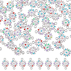 Античное Серебро 70Шармы из сплава шт., с разноцветной синтетической бирюзой, снежинка ссылки, серебряные, 18.5x11.5x2.5 мм, отверстие : 2 мм
