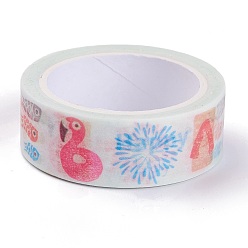 Flamingo Shape Dekorative Papierbänder, Klebebänder, für DIY Scrapbooking liefern Geschenkdekoration, Flamingo-Muster, 1.5x4.4 cm, 7 m / Rolle