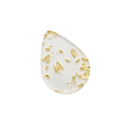 Teardrop Acrylic Big Pendants, with Gold Foil, Acrylic Disc, DIY Disc Keychain Accessories, Teardrop, 50mm