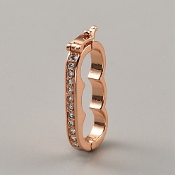 Розовое Золото Застежки-усилители из латуни с микропаве из прозрачного кубического циркония и арахисовым покрытием, Twister застежками, для изготовления украшений из жемчуга, розовое золото , 24.5x10x3 мм, отверстие : 7 мм