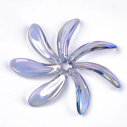Лиловый Подвески гальванизируйте стекла, лепесток, сирень, 26x9x6 мм, отверстие : 1 мм