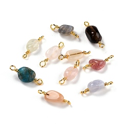 Смешанные камни Соединители звеньев естественных смешанных драгоценных камней, с золотой медной проволокой, без кадмия и без свинца, чип, 13~19x3.5~8 мм, отверстие : 1.5 мм