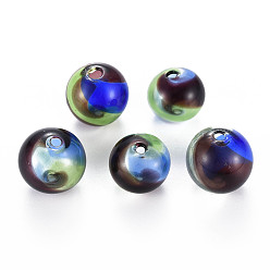 Colorido Cuentas de globo de vidrio soplado hechas a mano transparentes, rondo, colorido, 13.5~15 mm, agujero: 1.2~2.2 mm