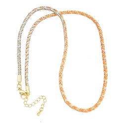 Оранжевый Изготовление ожерелий из плетеного поликоттонового шнура, с латунными выводами и 303 застежками из лобстера из нержавеющей стали, реальный 18 k позолоченный, оранжевые, 18.11~18.19 дюйм (46~46.2 см)