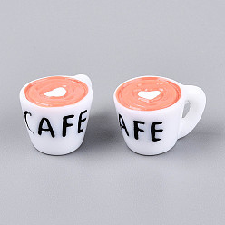 Белый Кабошоны из смолы, чашка кофе, белые, 14x22.5x17 мм