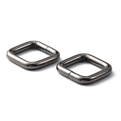 Черный Цвет Металла Железное кольцо с квадратной пряжкой, пряжка ремней, аксессуары для багажного ремня, металлический черный , 24x23x4 мм, внутренний диаметр: 16x15 мм