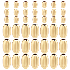 Real 18K Gold Plated 120Pcs 2 Styles Rack Plating Brass Beads, Barrel, Cadmium Free & Lead Free, Long-Lasting Plated, Real 18K Gold Plated, 5~10x4~6mm, Hole: 1.6~2.5mm, 60pcs/style