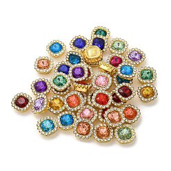 Golden Acrylic Rhinetsone Cabochons, with ABS Plastic, Square, Golden, 13.5x13.5x5.5mm
