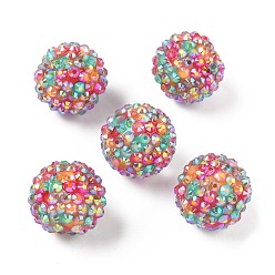 Красный Круглый смолы горный хрусталь бисер, бусины из жевательной резинки для самодельных ручек, брелки и ювелирные изделия ручной работы, с акриловыми шариками внутри, красные, 20x18 мм, отверстие : 2.9 мм