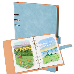 Light Blue Paper Loose-leaf inner Pages, with Imitation Leather & Alloy Magnetic Loose Leaf Book Covers, Rectangle, Light Blue, 210x142x0.1mm