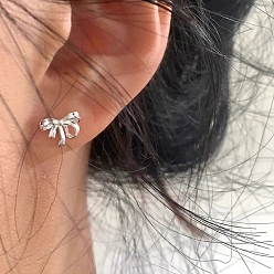 Платина Латунные беруши с бантом для женщин, платина, 7x9 мм