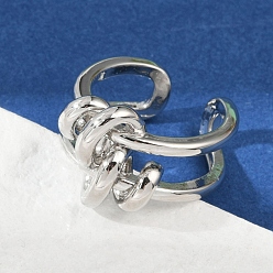 Платина Латунные регулируемые манжеты для женщин, стойки покрытие, без кадмия и без свинца, долговечный, платина, 15 мм, внутренний диаметр: регулируемый