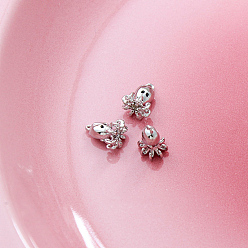 Осьминог Латунные подвески, платина, осьминог, 11x8 мм