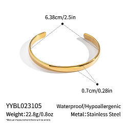 Настоящее золото 18K Винтажные европейские и американские браслеты-манжеты из нержавеющей стали, простые браслеты для женщин, реальный 304 k позолоченный, внутренний диаметр: 18 дюйм (2-5/8 см)