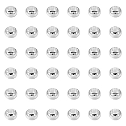 Silver Brass Spacer Beads, Rondelle, Silver, 6x4mm, Hole: 3mm, 300pcs