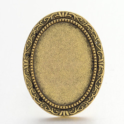 Antique Golden Vintage Adjustable Iron Finger Ring Components Alloy Cabochon Bezel Settings, Lead Free & Cadmium Free & Nickel Free, Antique Golden, 17x5mm, Oval Tray: 25x18mm