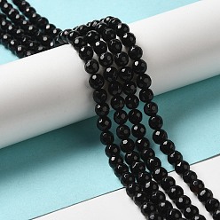 Черный Бусины из дрогоценного камня, черный оникс, натуральный граненый (128 фацетный) круглый, окрашенная и подогревом, 6 мм, отверстие : 1 мм, 15 дюйм