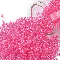 (965) Inside Color Crystal/Carnation Lined Toho runde Rocailles, japanische Rocailles, (965) Innenfarbe Kristall / Nelke ausgekleidet, 11/0, 2.2 mm, Bohrung: 0.8 mm, über 1110pcs / Flasche, 10 g / Flasche