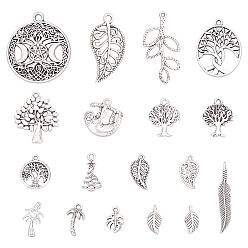 Antique Silver & Platinum 180Pcs 18 Styles Tibetan Style Alloy Pendants, Antique Silver & Platinum, 10pcs/style