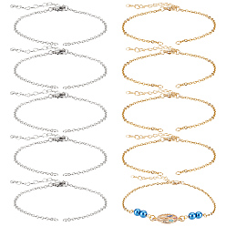 Золотой & Цвет Нержавеющей Стали 20 шт. 2 цвета 304 изготовление браслета из звеньев цепи из нержавеющей стали, с застежками из лобстера и удлинительной цепью, золотые и нержавеющая сталь цвет, 7-1/8 дюйм (18 см), 10 шт / цвет