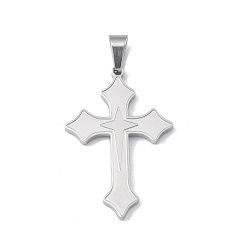 Нержавеющая Сталь Цвет 304 подвески из нержавеющей стали, крест очарование, цвет нержавеющей стали, 41x27.5x2.5 мм, отверстие : 7x4 мм