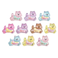 (52) Непрозрачная лаванда Прозрачные смолы кабошоны, решетчатая собака, с блестка, разноцветные, 21.5x27x6.4 мм