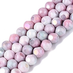 Светло-голубой Нити из непрозрачных стеклянных бусин с эффектом омбре, окрашенные методом гальванического покрытия., круглые, с покрытием AB цвета, граненый(6 граненый), светло-голубой, 8~8.5 мм, отверстие : 1~1.2 мм, около 47~48 шт / нитка, 14.17~14.76 дюйм (36~37.5 см)
