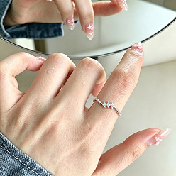 Круглые Открытые кольца-манжеты из латуни и кубического циркония для женщин, серебряные, круглые, 15~20 мм