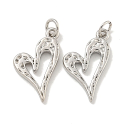 Платина Стойки обшивки латунные подвески, долговечный, без кадмия и без свинца, сердце, платина, 21x14.5x2 мм, отверстие : 3.5 мм