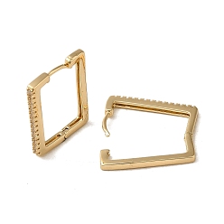 Light Gold Brass Micro Pave Cubic Zirconia Hoop Earring, Light Gold, 23.5x2mm