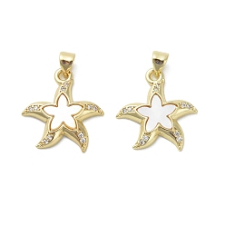 Настоящее золото 18K Латунные микро проложить кубического циркония подвески, звезда, с оболочкой, реальный 18 k позолоченный, 20x19x3 мм, отверстие : 3.5x4 мм