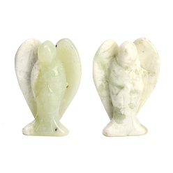 Jade Nouveau Figurines d'anges sculptées en jade naturel neuf, cadeau de pierre énergétique feng shui pour la décoration de bureau à domicile, 35~38x18.5~20x50~53mm
