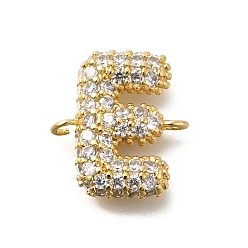 Letter E Латунные микро-паве кубические цирконии буквы ссылки, для изготовления именных ожерелий, долговечный, без кадмия и без свинца, Письмо E, 15x14x4 мм, отверстие : 1.6 мм