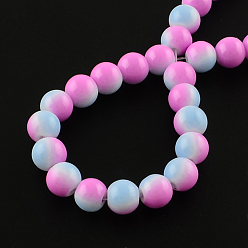 Medium Orchid Two-Color Baking Painted Glass Bead Strands, Round, Medium Orchid, 8mm, Hole: 1.3~1.6mm, about 104pcs/strand, 32.7 inch