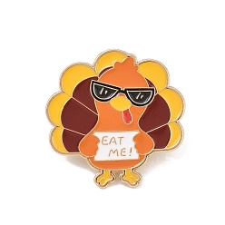 Other Animal Эмалевая булавка на День благодарения, Значок из сплава для окраски рюкзака, одежды, золотой свет, Турция, 30.5x30.5 мм