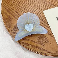 Светлый Стально-синий Заколки для волос в форме когтей из ацетата целлюлозы, форма ракушки с рисунком в виде сердца, светло-стальной синий, 47x74 мм