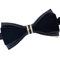 Черный Галстуки-бабочки из искусственной кожи, со стразами, бантом, чёрные, 515x15 мм