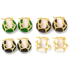 (52) Непрозрачная лаванда Серьга-кольцо из латуни с микропаве, покрытие стойки, прозрачный кубический цирконий, с облачной эмалью, без кадмия и без свинца, долговечный, реальный 18 k позолоченный, разноцветные, 19x6 мм