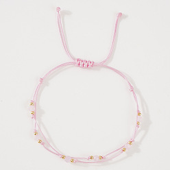 Бледно-Розовый Граненые стеклянные бусины рондель плетеные браслеты из бусин, регулируемые нейлоновые многорядные браслеты для женщин, розовый жемчуг, внутренний диаметр: 11 дюйм (28 см)