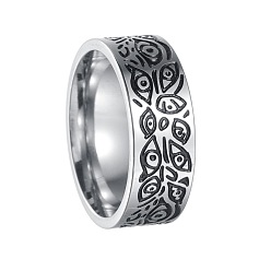 Eye Ретро викинг 201 перстни из нержавеющей стали для мужчин, античное серебро, глаз, 8 мм, размер США 11 (20.6 мм)