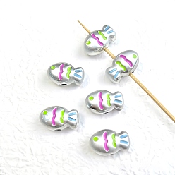 Серебро Непрозрачные акриловые бусины, рыба, серебряные, 22x13 мм, отверстие : 3.3 мм