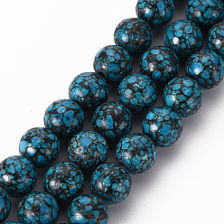 Teal Natural Jasper Beads Strands, Imitation Turquoise, Round, Dyed, Teal, 8.5mm, Hole: 1mm, about 43~44pcs/strand, 15.16 inchdes~15.35 inch(38.5cm~39cm)